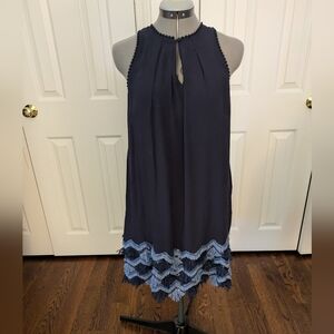 Anthropologie -Maeve Navy Blue Dress With Fringes And Sequins In Size 2